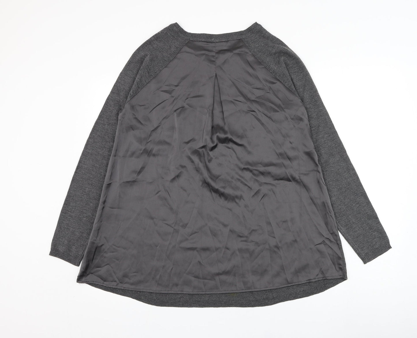 Marks and Spencer Womens Grey Round Neck  Acrylic Pullover Jumper Size 12