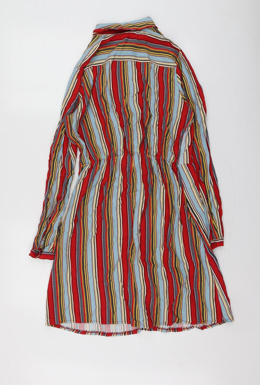 Piano C Womens Multicoloured Striped Viscose Shirt Dress  Size M  Collared