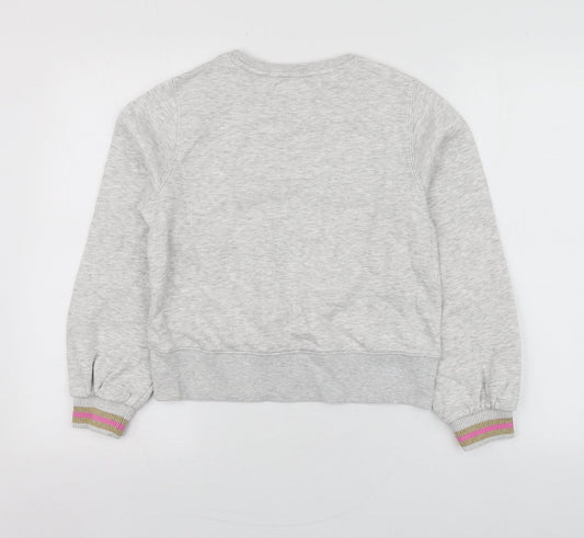 M&S Girls Grey  Cotton Pullover Hoodie Size 12-13 Years