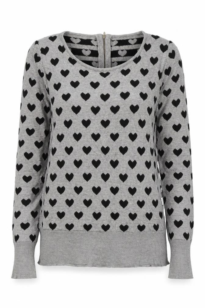 Millenium Womens Grey Round Neck Geometric Viscose Pullover Jumper Size S