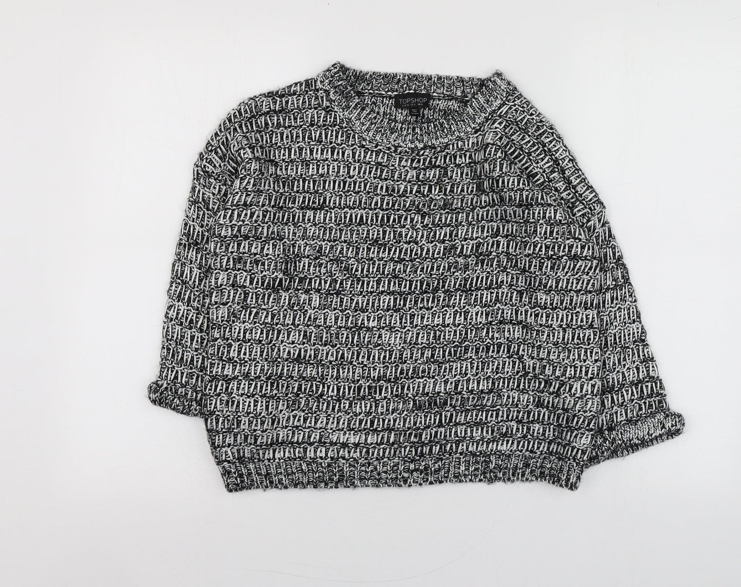 Topshop Womens Grey Round Neck  Acrylic Pullover Jumper Size 4