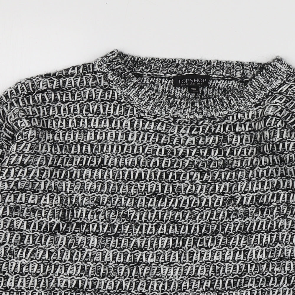 Topshop Womens Grey Round Neck  Acrylic Pullover Jumper Size 4