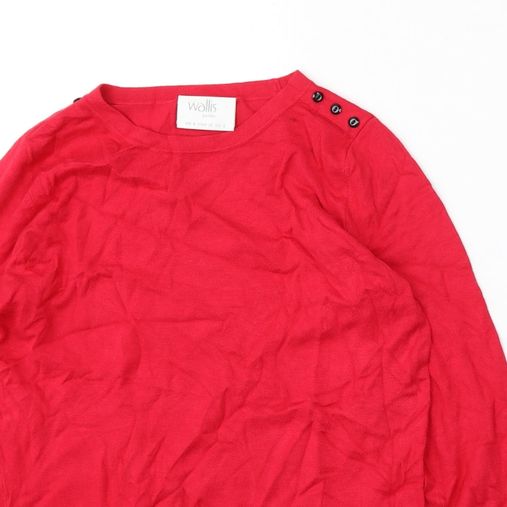 Wallis Womens Red Round Neck  Viscose Pullover Jumper Size 8