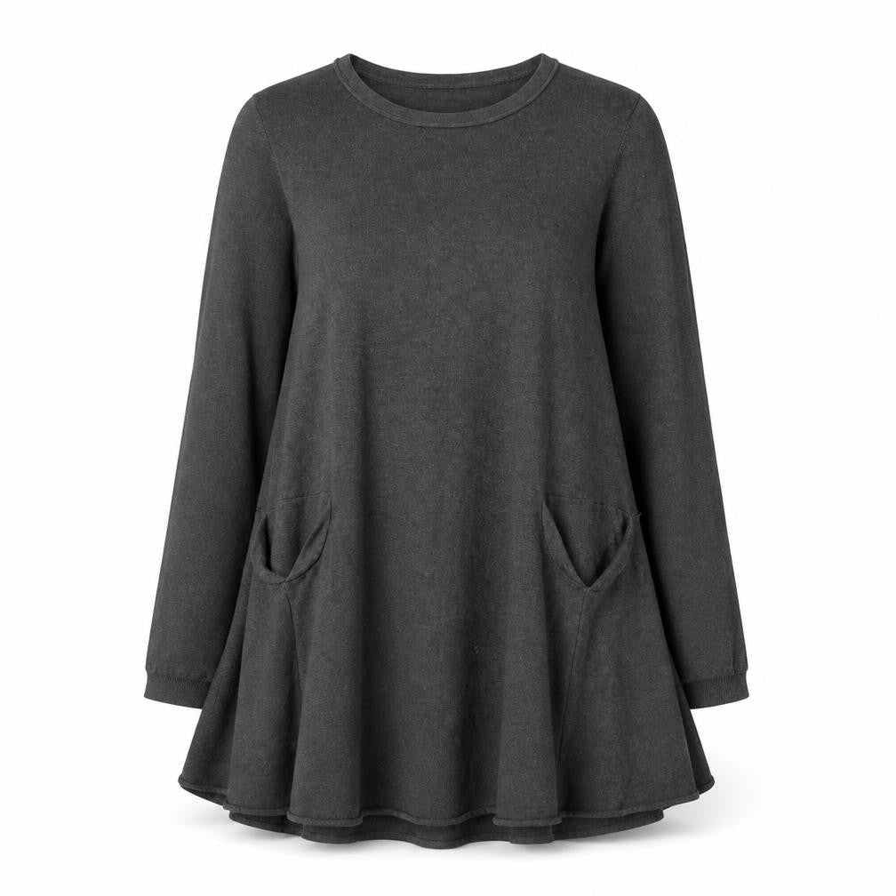 Studio Womens Grey Round Neck  Polyester Pullover Jumper One Size