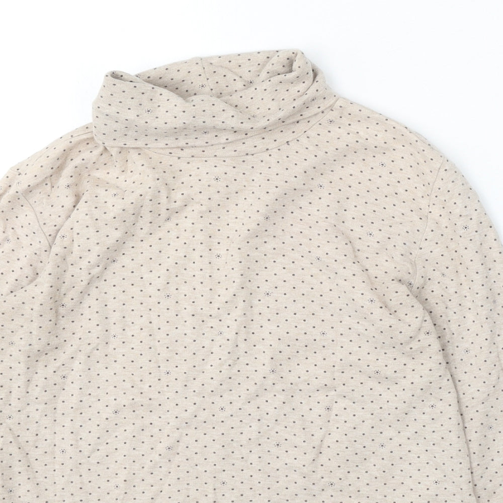 Topvalu Womens Beige Roll Neck Polka Dot Polyester Pullover Jumper Size M