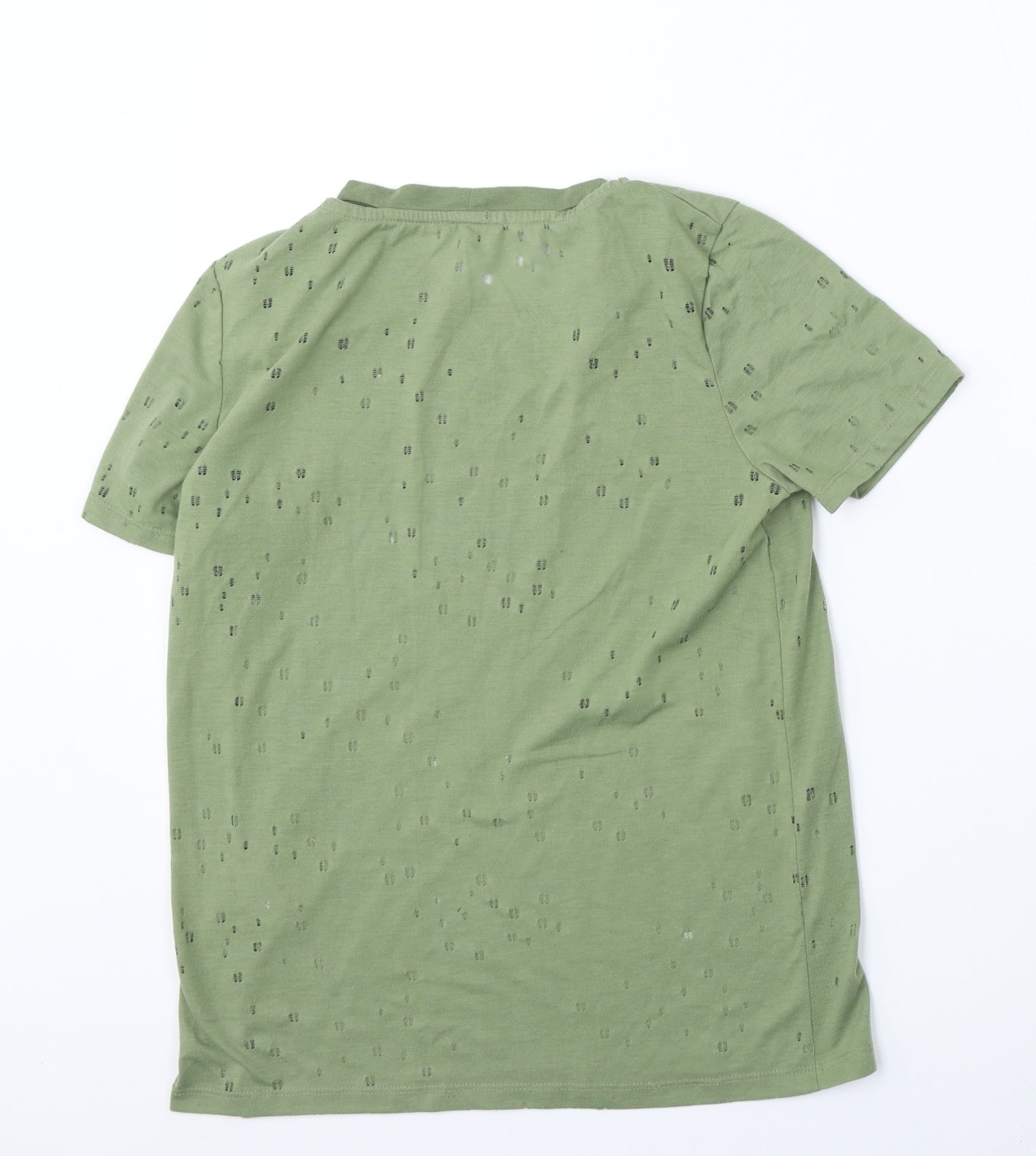 River Island Womens Green  Polyester Basic T-Shirt Size 8 Round Neck