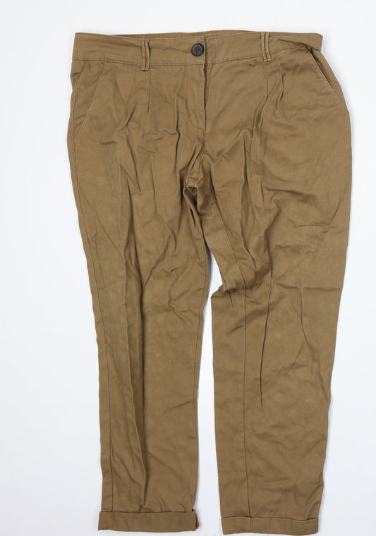 River Island Womens Brown  Cotton Trousers  Size 12 L25 in Regular