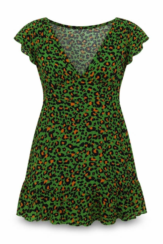 REWOEN Womens Green  Cotton Skater Dress  Size S