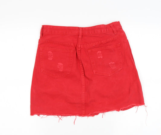 TOP TRENDS Womens Red  Cotton A-Line Skirt Size 10