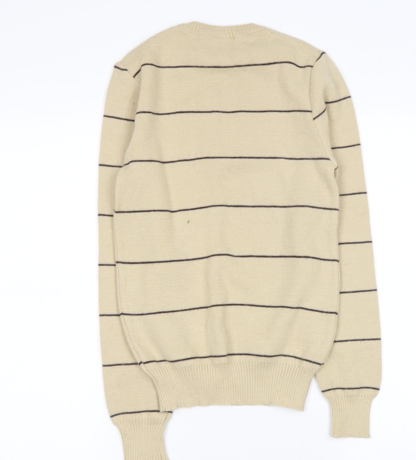 C&A Womens Beige  Striped Polyester Pullover Jumper Size 12