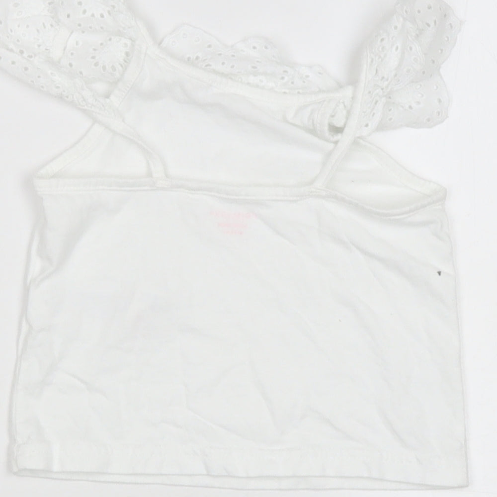 primrk Girls White  Cotton Basic Blouse Size 2-3 Years Square Neck