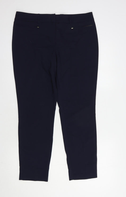 Papaya Womens Blue  Cotton Dress Pants Trousers Size 12 L27 in Regular Hook & Eye
