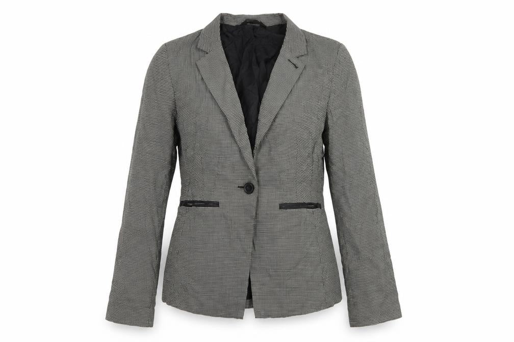 Max Womens Black Houndstooth  Jacket Blazer Size 14  Button
