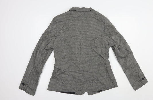 Max Womens Black Houndstooth  Jacket Blazer Size 14  Button