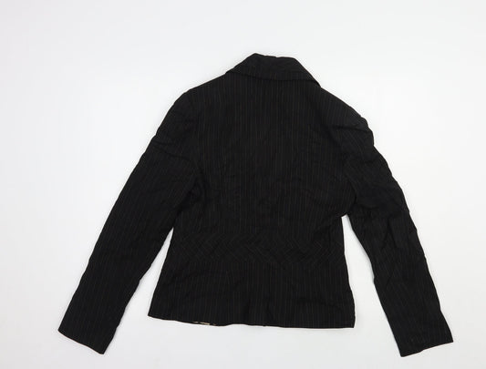 NEXT Womens Black Striped  Jacket Blazer Size 12  Button