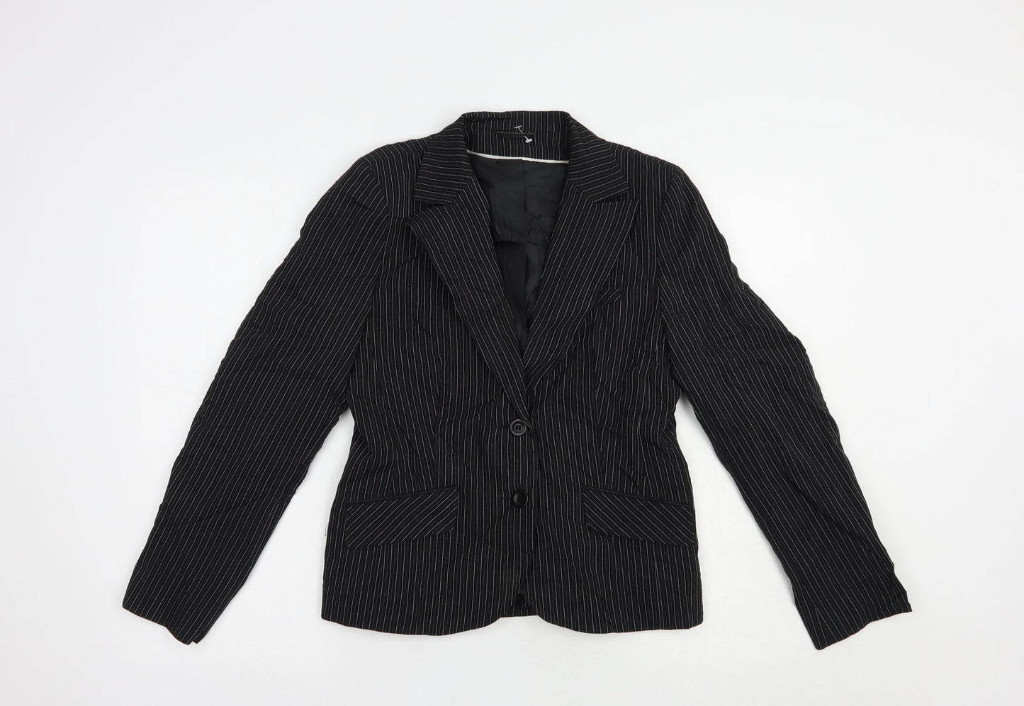 Dorothy Perkins Womens Black Striped  Jacket Blazer Size 12  Button