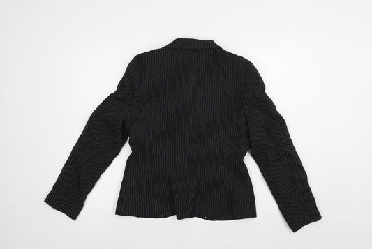 Dorothy Perkins Womens Black Striped  Jacket Blazer Size 12  Button