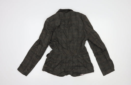 F&F Womens Grey Plaid  Jacket Blazer Size 10  Button