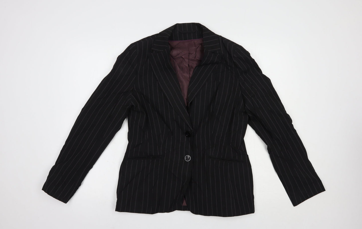 Dorothy Perkins Womens Black Striped  Jacket Blazer Size 14  Button