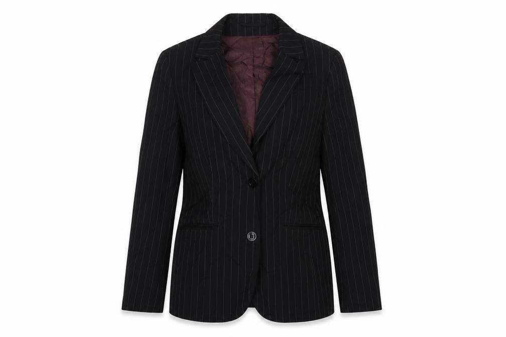 Dorothy Perkins Womens Black Striped  Jacket Blazer Size 14  Button