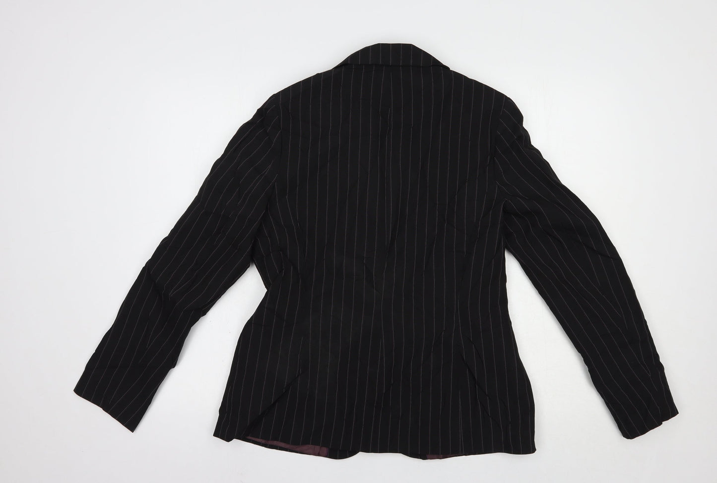Dorothy Perkins Womens Black Striped  Jacket Blazer Size 14  Button