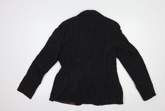 Dorothy Perkins Womens Black Striped  Jacket Blazer Size 14  Button