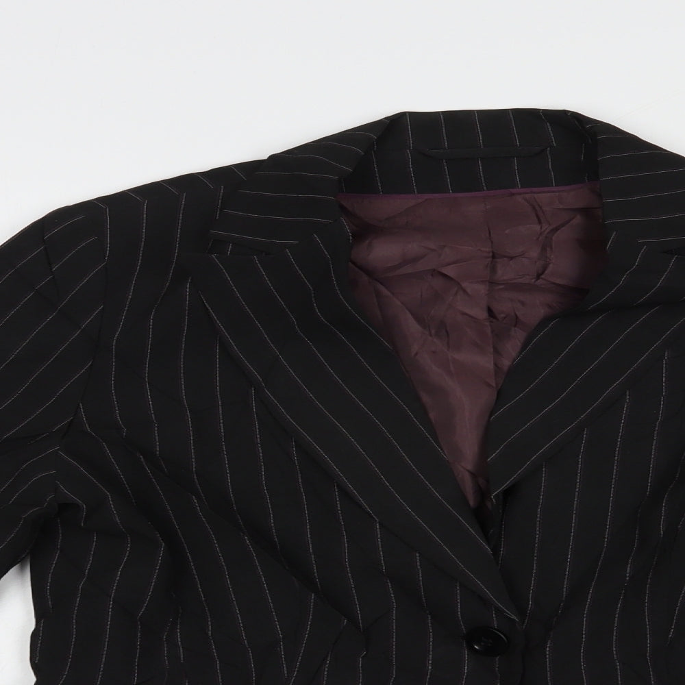 Dorothy Perkins Womens Black Striped  Jacket Blazer Size 14  Button