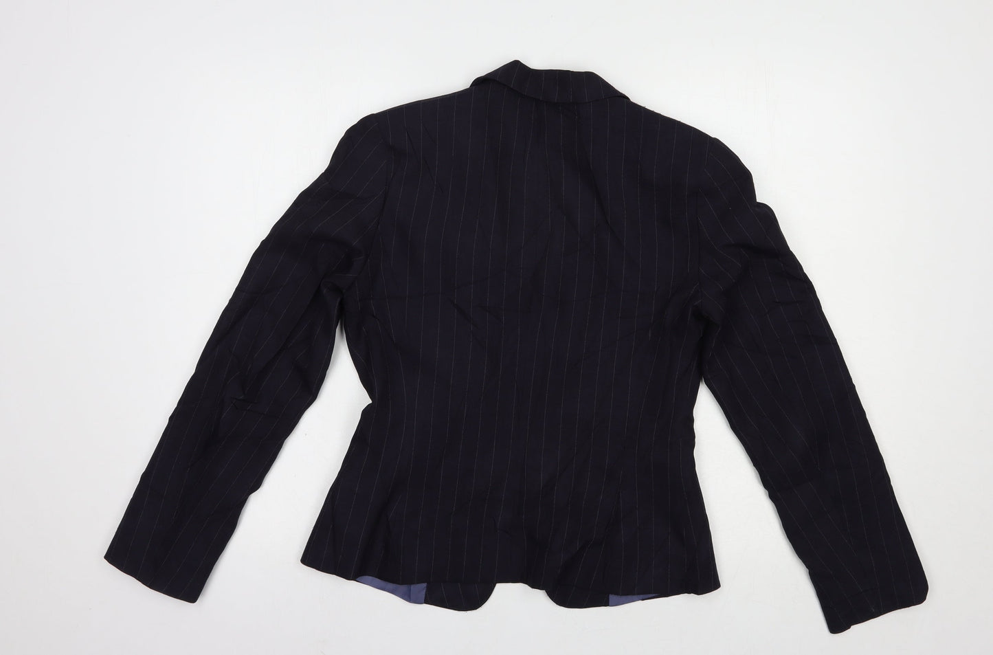 George Womens Blue Striped  Jacket Blazer Size 10  Button