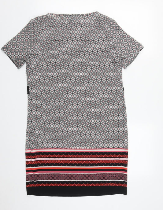 Primark Womens Multicoloured Geometric Polyester A-Line  Size 8  Round Neck