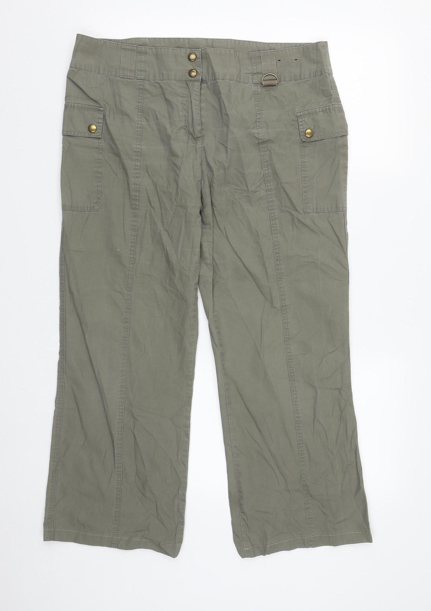 Dorothy Perkins Womens Brown  Cotton Trousers  Size 16 L26 in Regular Zip