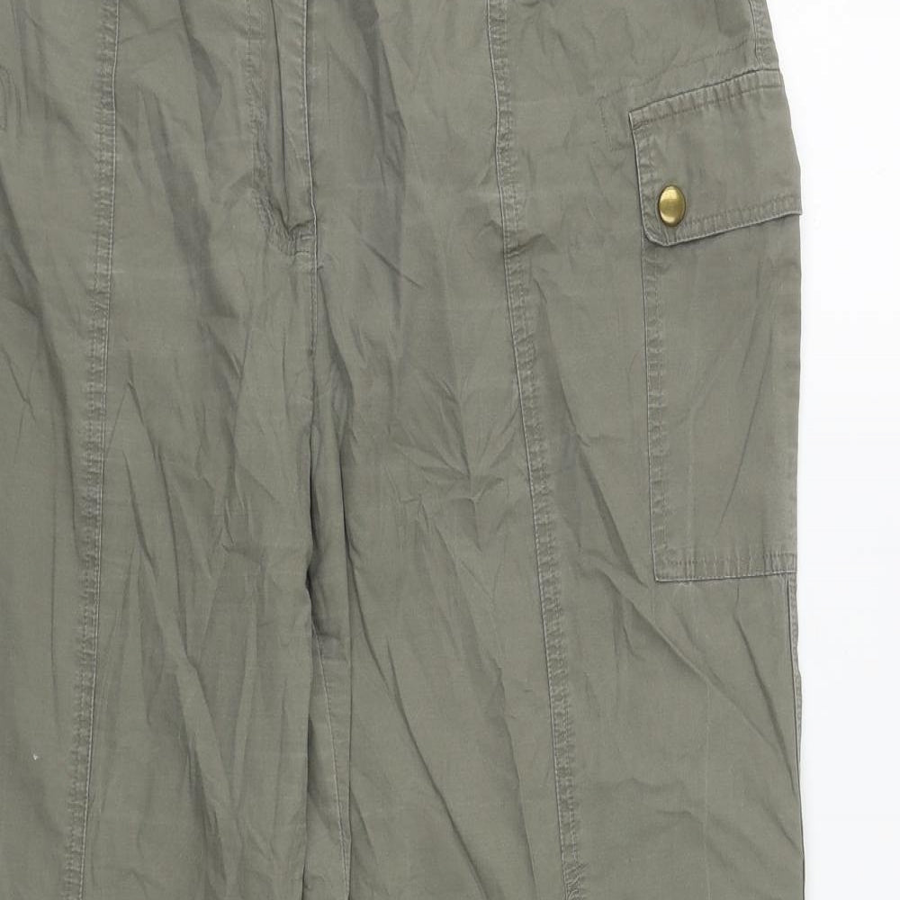 Dorothy Perkins Womens Brown  Cotton Trousers  Size 16 L26 in Regular Zip