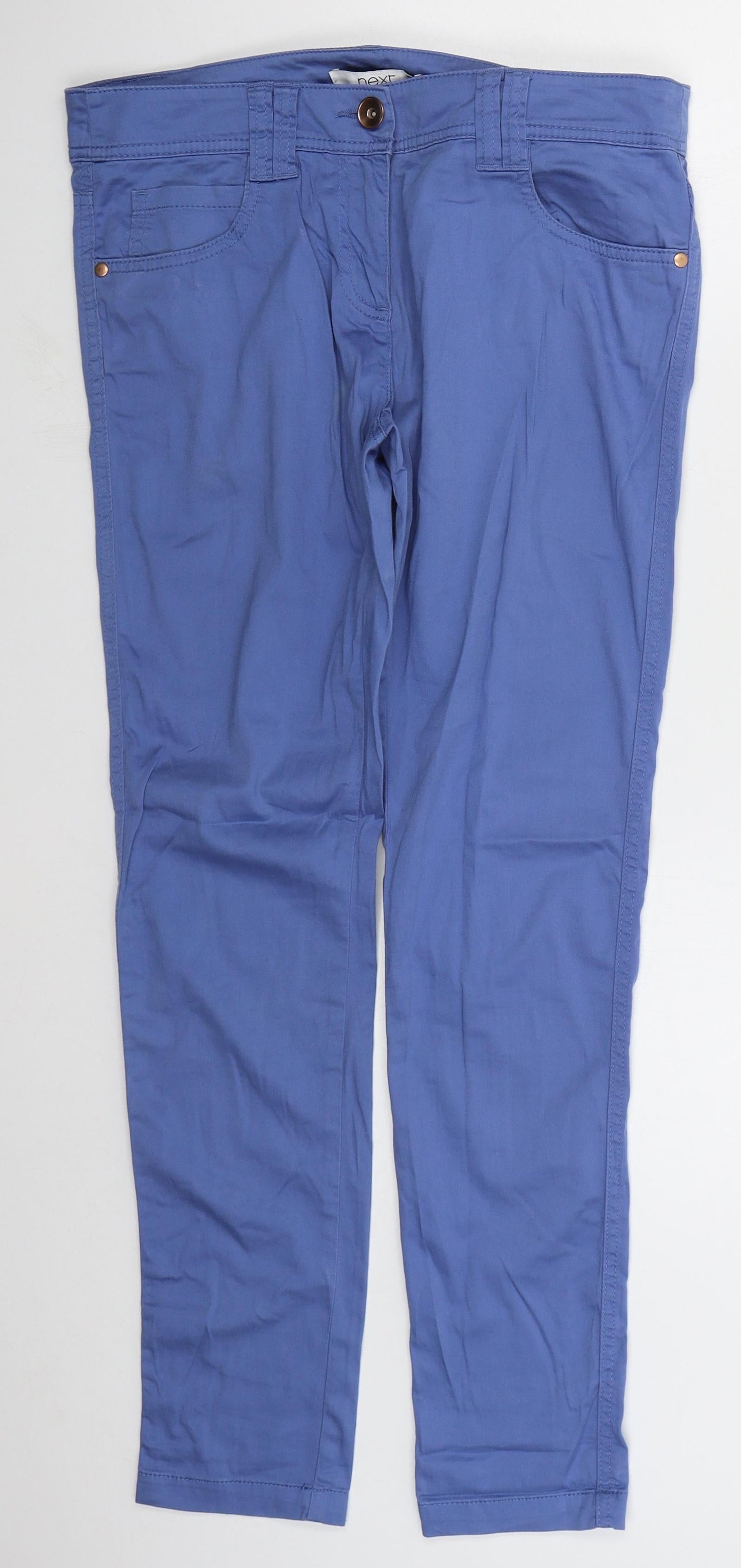 NEXT Womens Blue  Cotton Trousers  Size 10 L30 in Regular Button