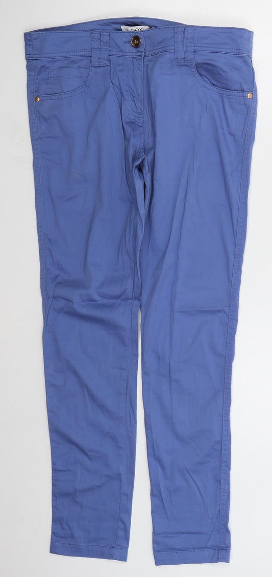 NEXT Womens Blue  Cotton Trousers  Size 10 L30 in Regular Button