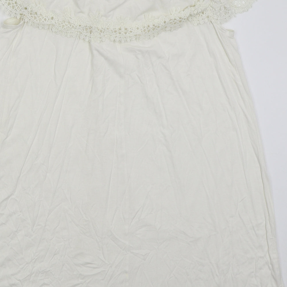 New Look Womens White  Viscose A-Line  Size 14  Off the Shoulder Pullover