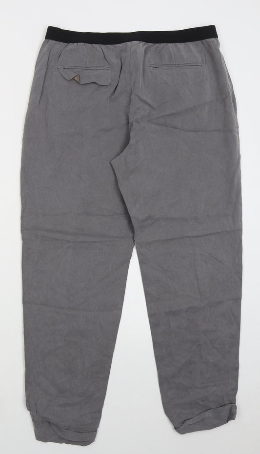 Monogram Womens Grey  Lyocell Trousers  Size 14 L26 in Regular Hook & Eye