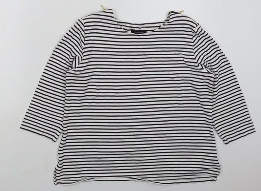 Marks and Spencer Womens White Striped Viscose Pullover Sweatshirt Size 16  Pullover