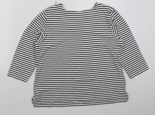 Marks and Spencer Womens White Striped Viscose Pullover Sweatshirt Size 16  Pullover