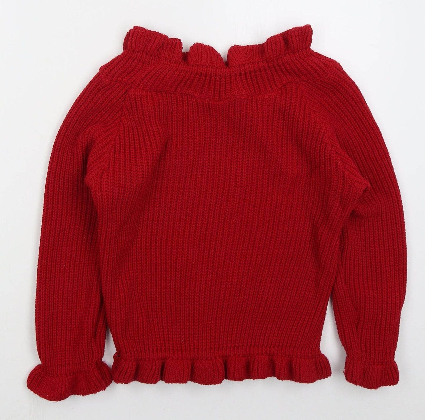 Misspap Womens Red Round Neck  Acrylic Pullover Jumper Size S