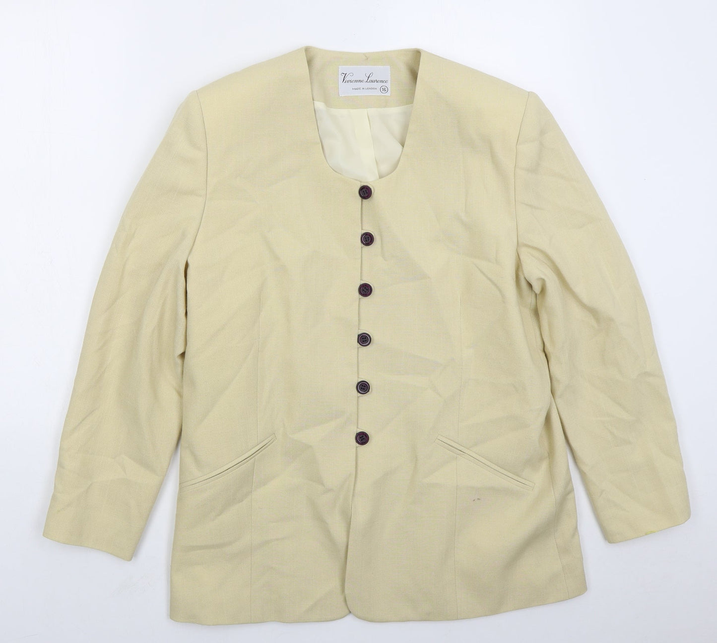 Vivienne Lawrence Womens Beige   Jacket  Size 16  Button