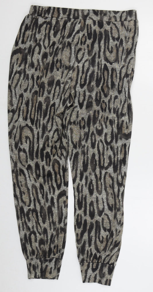New Look Womens Beige Animal Print Polyester Sweatpants Trousers Size L L29 in Regular Drawstring