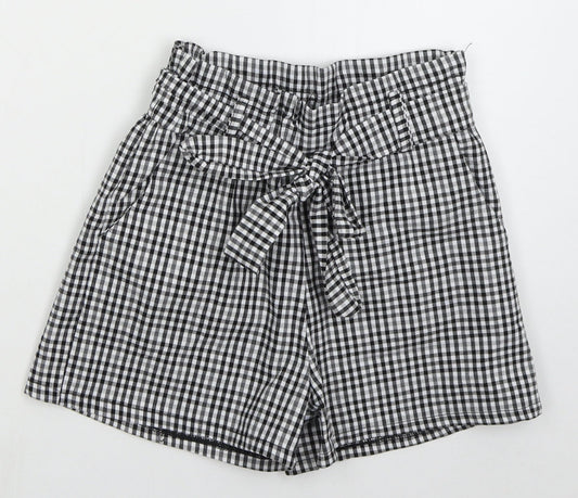 Qioz Womens Grey Check Cotton Mom Shorts Size 6 L3 in Regular