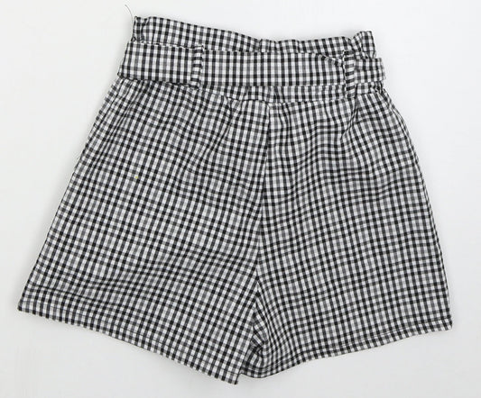 Qioz Womens Grey Check Cotton Mom Shorts Size 6 L3 in Regular