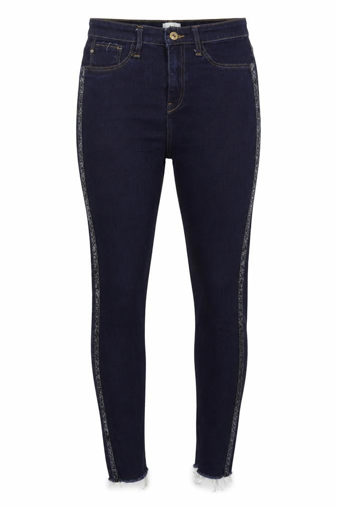 River Island Womens Blue  Cotton Skinny Jeans Size 10 L27 in Regular Button - Distressed Hem