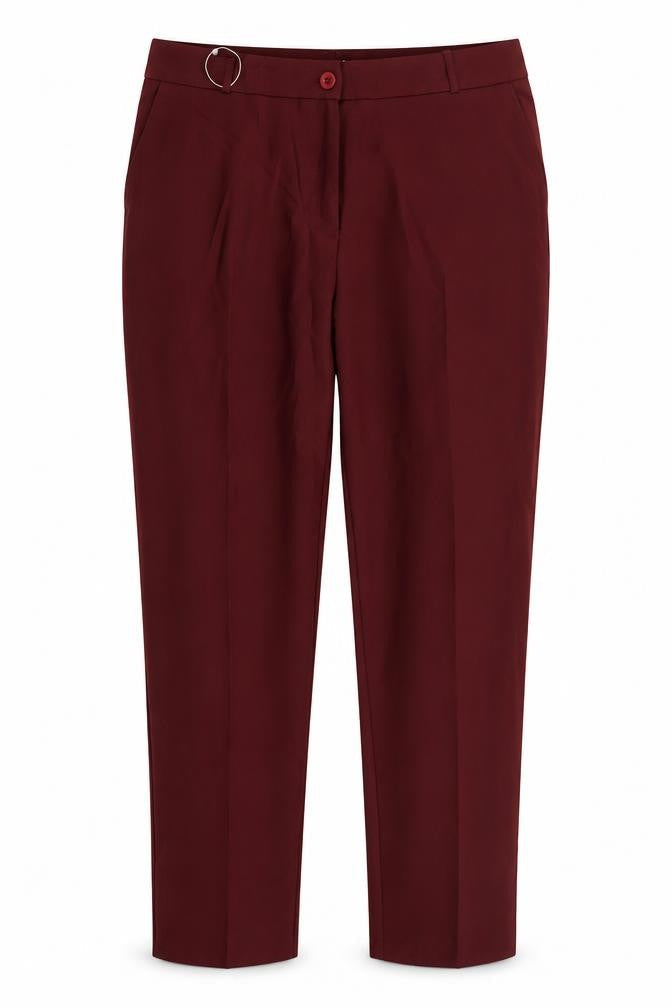 Iymes Womens Red  Cotton Trousers  Size 38 in L29 in Regular Button