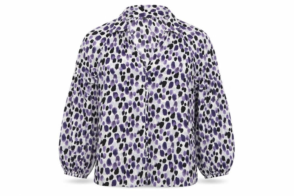 Matalan Womens Purple Geometric Polyester Basic Button-Up Size 14 Collared