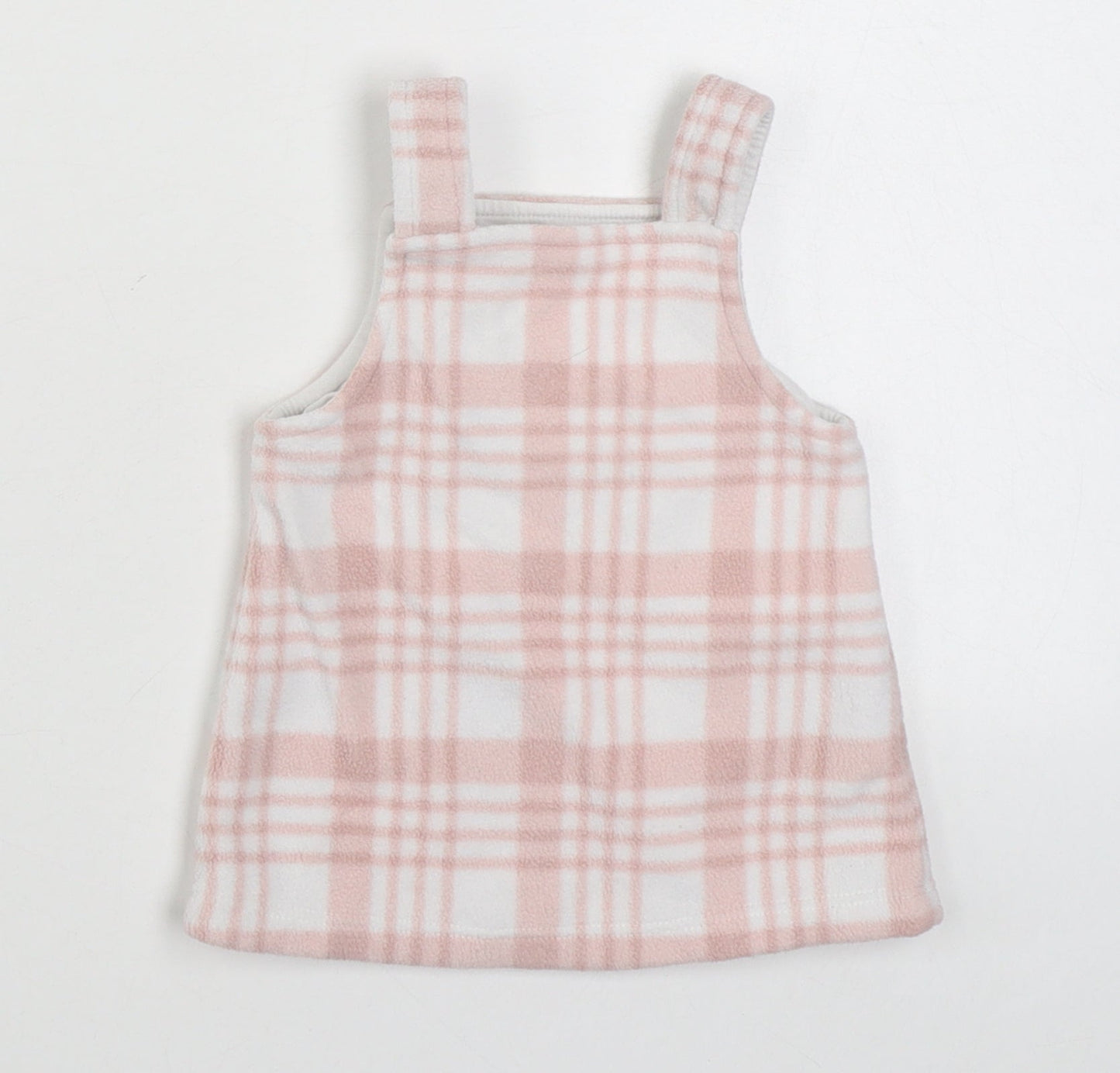 George Girls Pink Plaid 100% Polyester Pinafore/Dungaree Dress  Size 0-3 Months  Square Neck Button