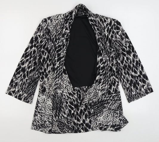 Roman Womens Black Animal Print  Jacket Blazer Size 12