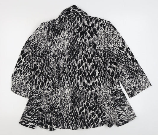 Roman Womens Black Animal Print  Jacket Blazer Size 12