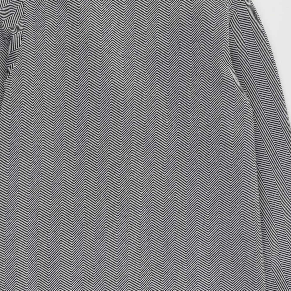 Anne De Lancay Womens Black Striped  Overcoat Coat Size 14  Button