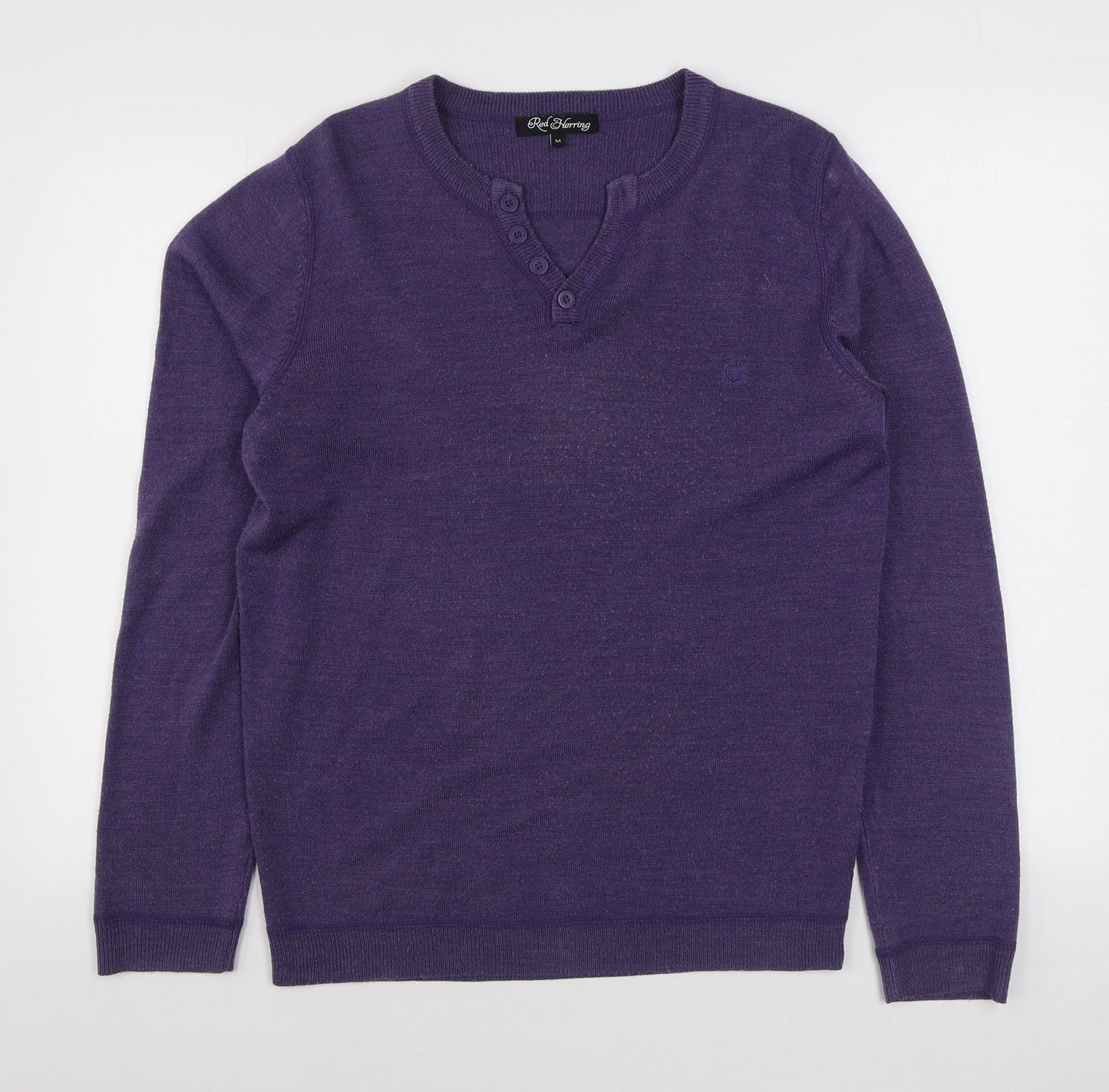 Debenhams Womens Purple V-Neck  Acrylic Pullover Jumper Size M